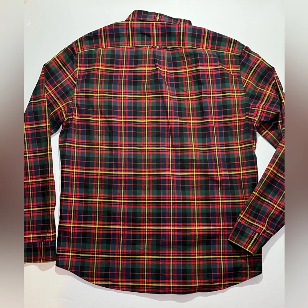 J Crew Long Sleeve Plaid Button Shirt, XL, Slim Fit, Red Green